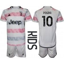 Juventus Paul Pogba #10 Bortedraktsett Barn 2023-24 Kortermet (+ korte bukser)